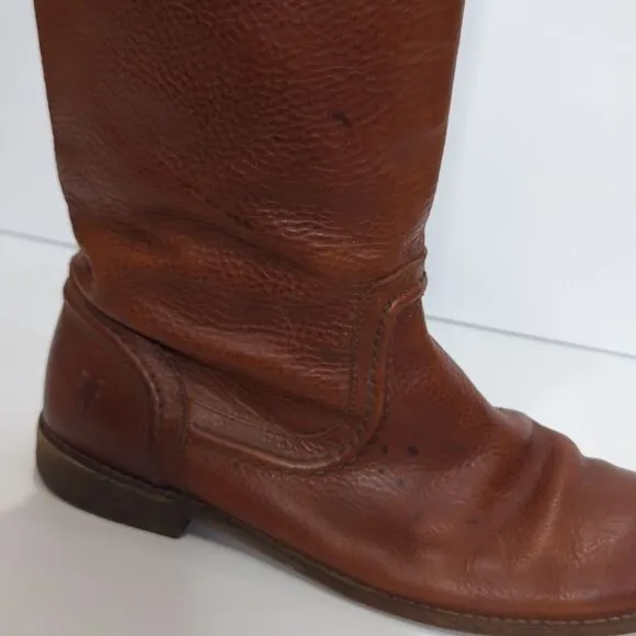 Frye Paige Trapunto #76140 Brown Leather Womens Riding Boots Size 10B