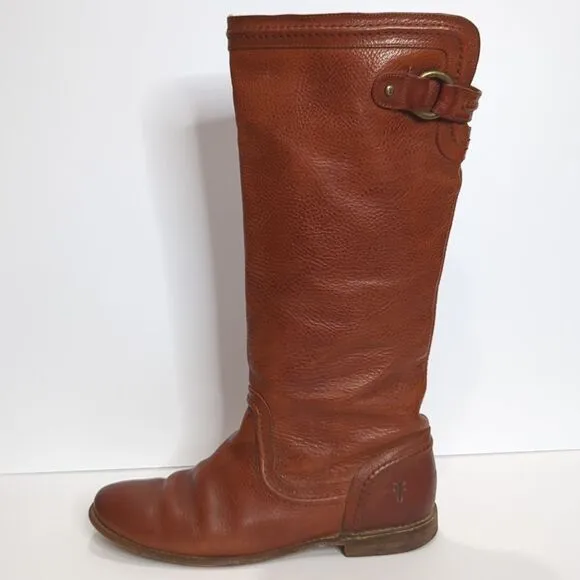 Frye Paige Trapunto #76140 Brown Leather Womens Riding Boots Size 10B