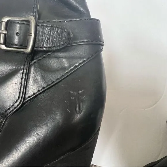 Frye “ Patty riding bootie” black leather boots Sz 8