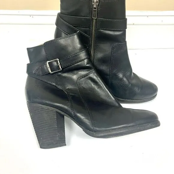 Frye “ Patty riding bootie” black leather boots Sz 8