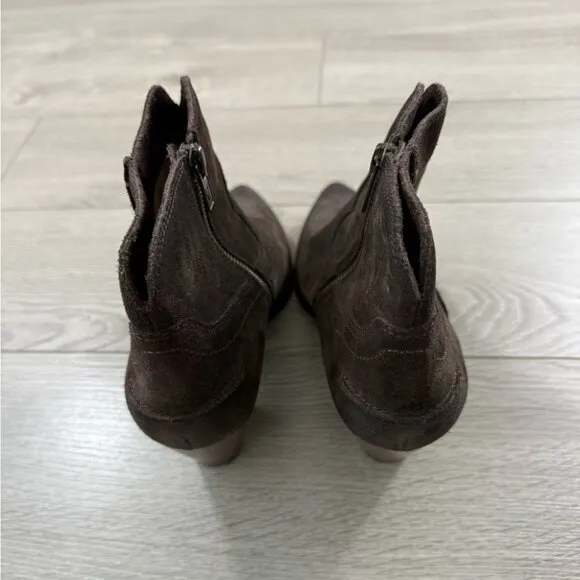 FRYE Renee Seam Brown Suede Ankle Western Boots