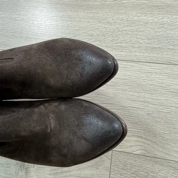 FRYE Renee Seam Brown Suede Ankle Western Boots