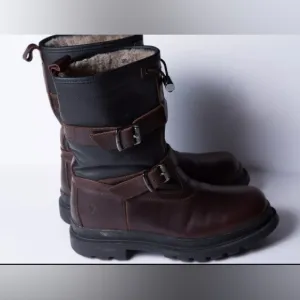 Frye Riley Trek Waterproof Snow Boots Mens Size 7 Winter Lamb Fur Brown Black