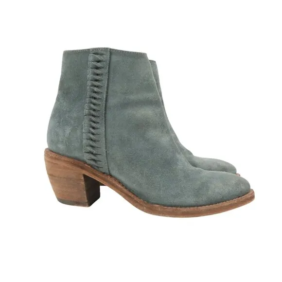 Frye Rosalia Feather Bootie Blue Suede Leather Boots 8
