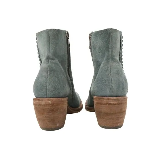 Frye Rosalia Feather Bootie Blue Suede Leather Boots 8