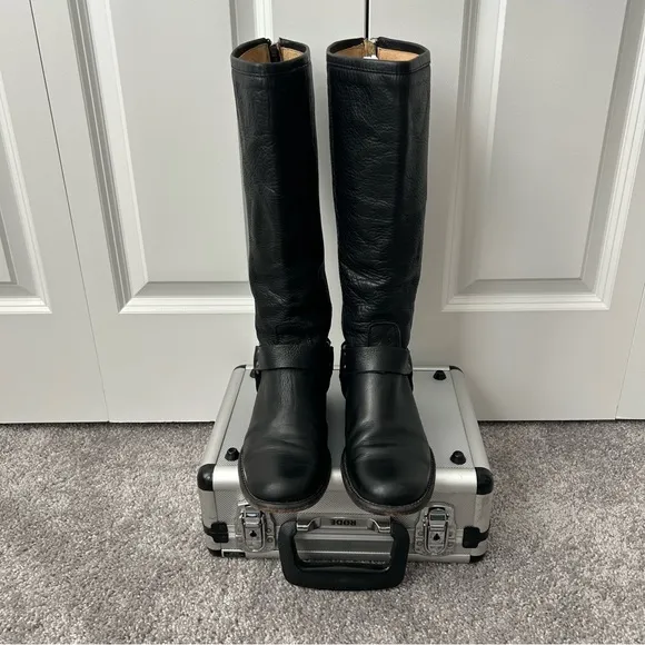 Frye saddle boots women’s black leather boots harness riding boots‎