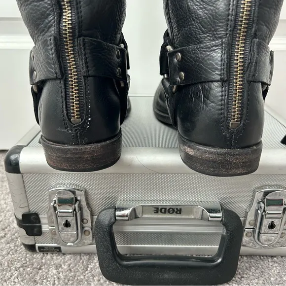 Frye saddle boots women’s black leather boots harness riding boots‎