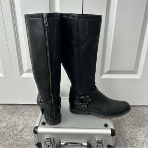 Frye saddle boots women’s black leather boots harness riding boots‎