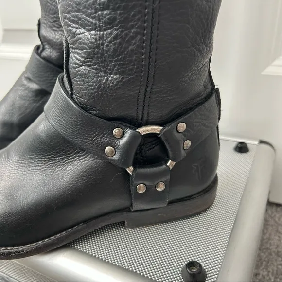 Frye saddle boots women’s black leather boots harness riding boots‎