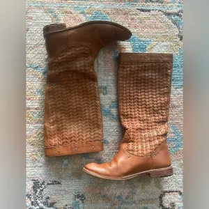 Frye Shirley Tall Woven Leather Western Riding Boots Size 8