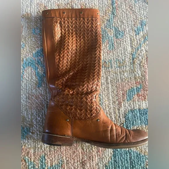 Frye Shirley Tall Woven Leather Western Riding Boots Size 8