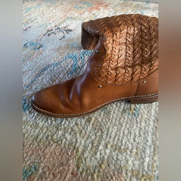 Frye Shirley Tall Woven Leather Western Riding Boots Size 8