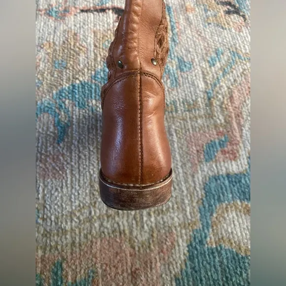 Frye Shirley Tall Woven Leather Western Riding Boots Size 8