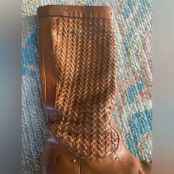 Frye Shirley Tall Woven Leather Western Riding Boots Size 8