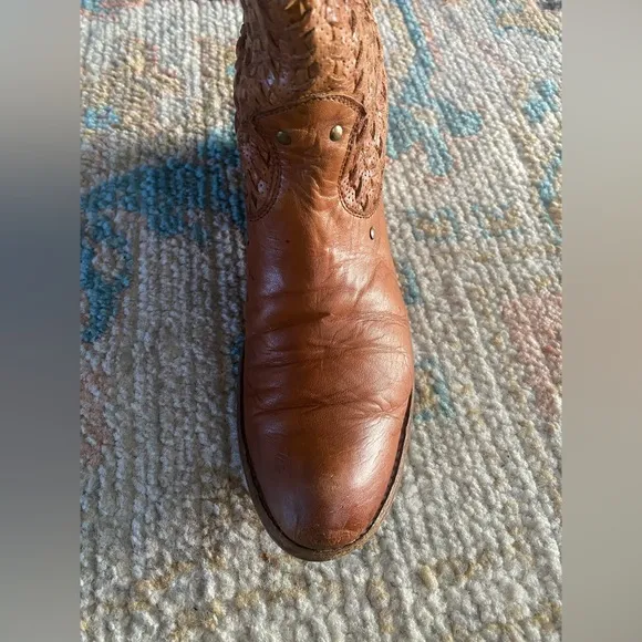 Frye Shirley Tall Woven Leather Western Riding Boots Size 8