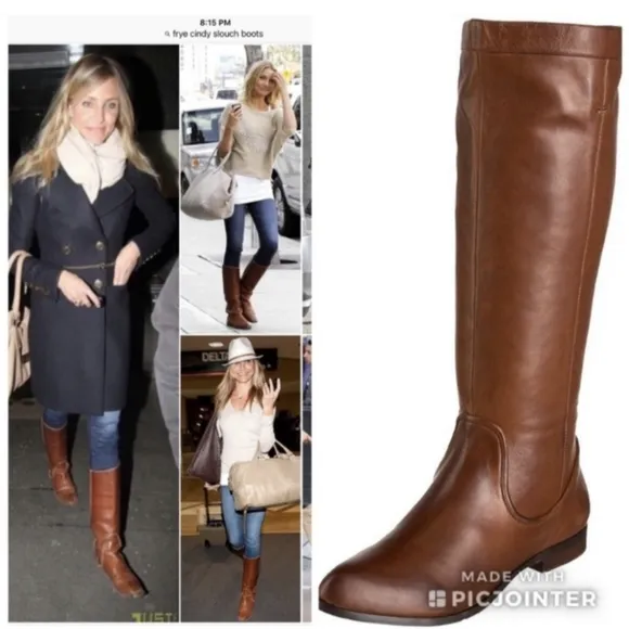 Frye Slouchy Brown Tall Leather Boots