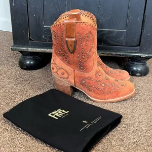 Frye Studded Suede Western Ankle Boots New Frye studded cowboy boots