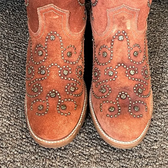 Frye Studded Suede Western Ankle Boots New Frye studded cowboy boots