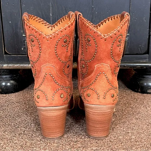 Frye Studded Suede Western Ankle Boots New Frye studded cowboy boots