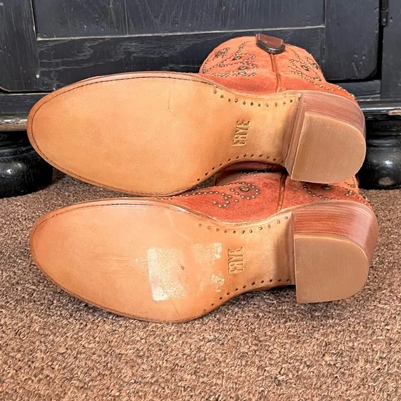 Frye Studded Suede Western Ankle Boots New Frye studded cowboy boots