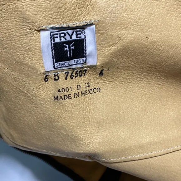 Frye Sz 6 B Brown Distressed Leather Harness Studs knee high riding boots