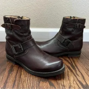 Frye Veronica 6” Shortie Brown Leather Ankle Boots Wm Size 6 Side Zip 3474509