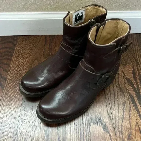 Frye Veronica 6” Shortie Brown Leather Ankle Boots Wm Size 6 Side Zip 3474509