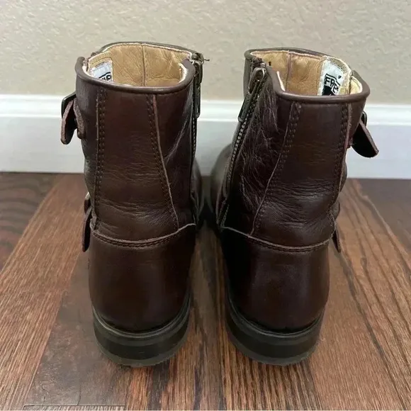 Frye Veronica 6” Shortie Brown Leather Ankle Boots Wm Size 6 Side Zip 3474509