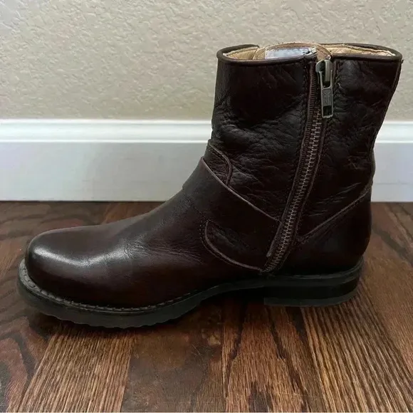 Frye Veronica 6” Shortie Brown Leather Ankle Boots Wm Size 6 Side Zip 3474509