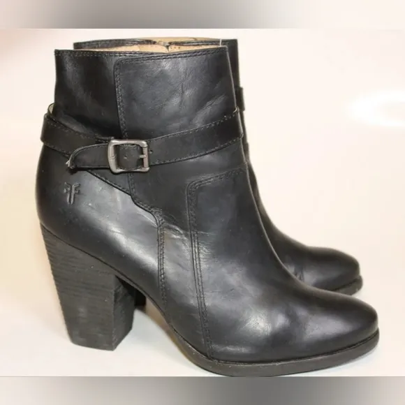 Frye Womens 9.5 M Patty Riding Bootie Black Leather Ankle Boots