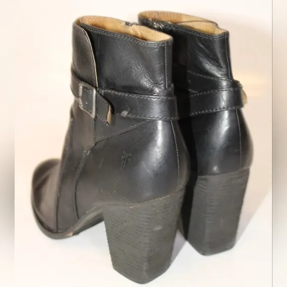 Frye Womens 9.5 M Patty Riding Bootie Black Leather Ankle Boots