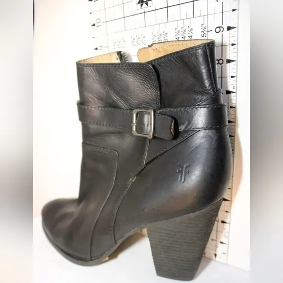 Frye Womens 9.5 M Patty Riding Bootie Black Leather Ankle Boots
