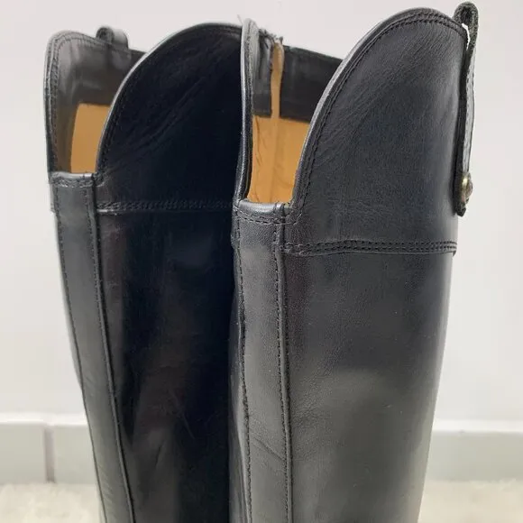 Frye Women's Black Leather Melissa Button Inside Zip Riding Boots Size 6