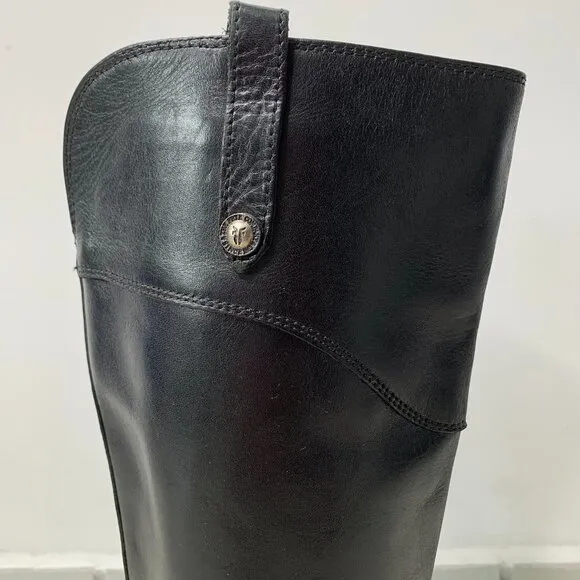 Frye Women's Black Leather Melissa Button Inside Zip Riding Boots Size 6