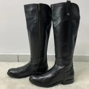 Frye Women's Black Leather Melissa Button Inside Zip Riding Boots Size 6