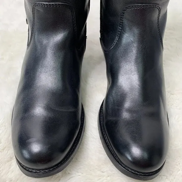 Frye Women's Black Leather Melissa Button Inside Zip Riding Boots Size 6