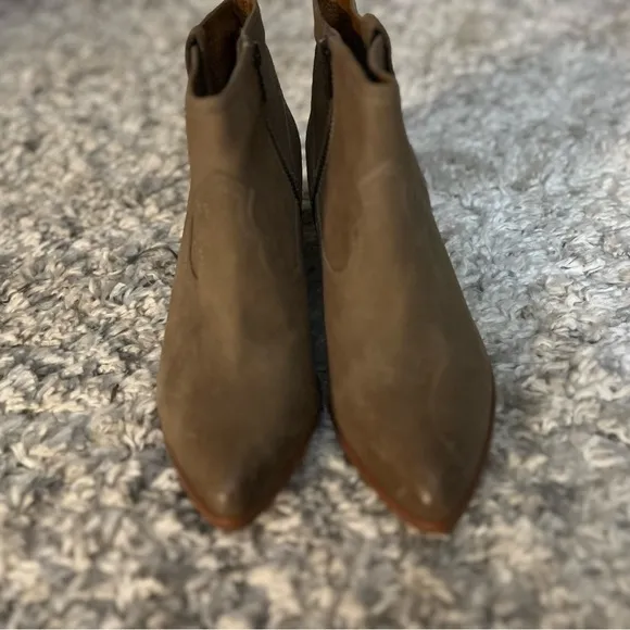 FRYE Womens Brown Top-Stitched Reina Pointed Toe Cone Heel Leather Booties