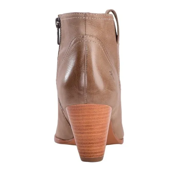 FRYE Womens Brown Top-Stitched Reina Pointed Toe Cone Heel Leather Booties