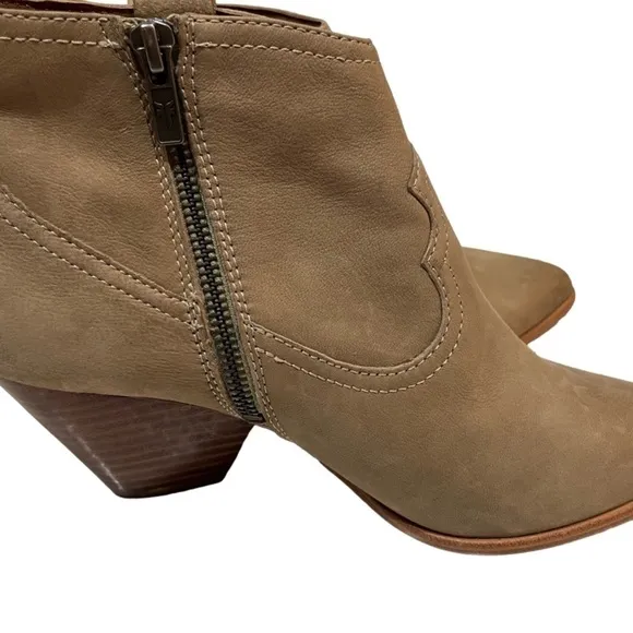 FRYE Womens Brown Top-Stitched Reina Pointed Toe Cone Heel Leather Booties
