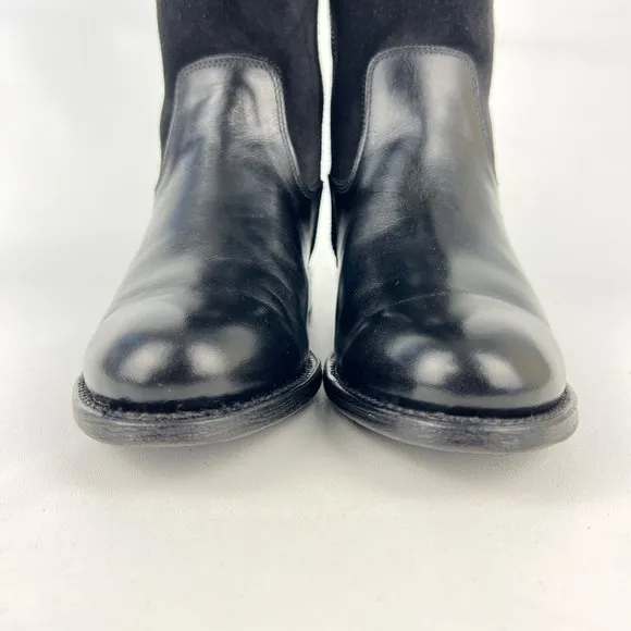 Frye Womens Jayden Button Tall Black Boots Suede Leather Knee High Riding size 6