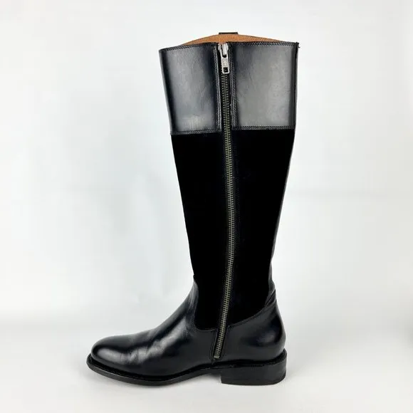 Frye Womens Jayden Button Tall Black Boots Suede Leather Knee High Riding size 6