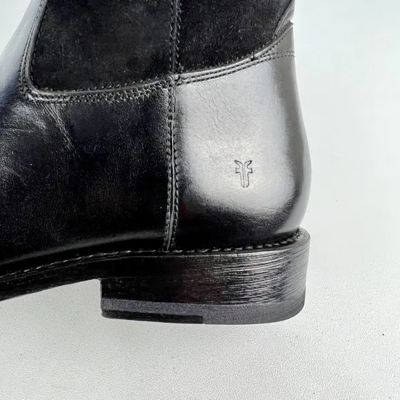 Frye Womens Jayden Button Tall Black Boots Suede Leather Knee High Riding size 6