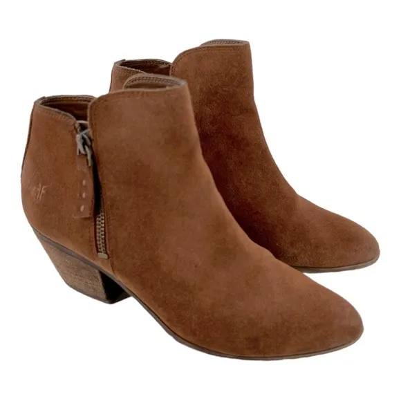 Frye Women's Judy Zip Bootie Ankle Boots Size 6 M 347-0015-COGNAC Suede