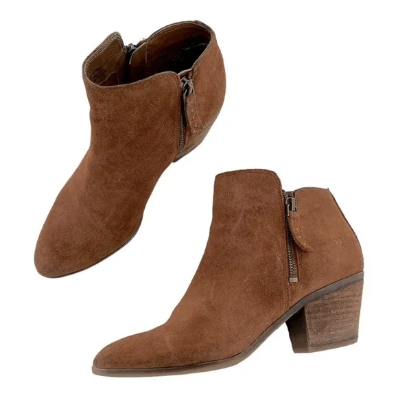 Frye Women's Judy Zip Bootie Ankle Boots Size 6 M 347-0015-COGNAC Suede