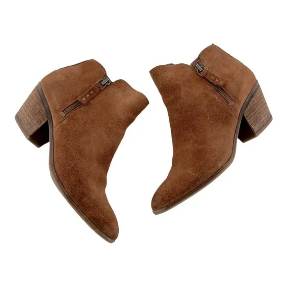 Frye Women's Judy Zip Bootie Ankle Boots Size 6 M 347-0015-COGNAC Suede