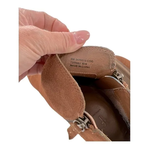 Frye Women's Judy Zip Bootie Ankle Boots Size 6 M 347-0015-COGNAC Suede