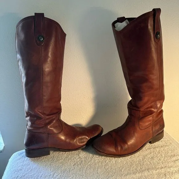 Frye Womens Melissa Button 2 Redwood Riding Boots Size 8.5 leather