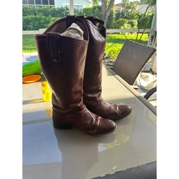 Frye Womens Melissa Button 2 Redwood Riding Boots Size 8.5 leather