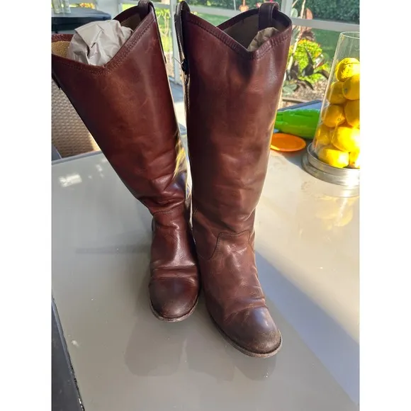Frye Womens Melissa Button 2 Redwood Riding Boots Size 8.5 leather