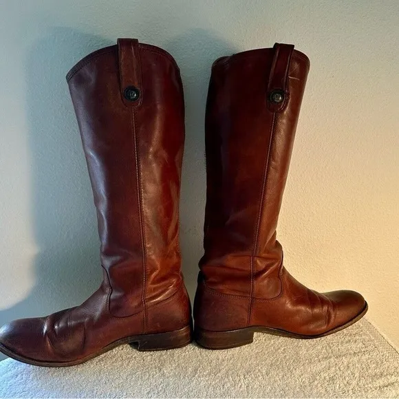 Frye Womens Melissa Button 2 Redwood Riding Boots Size 8.5 leather